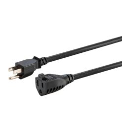 Power Extension Cord, 14AWG, 3-Prong, Black, 50ft
