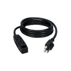 3 Outlet Power Extension Cord, 3-Prong, Black, 25ft